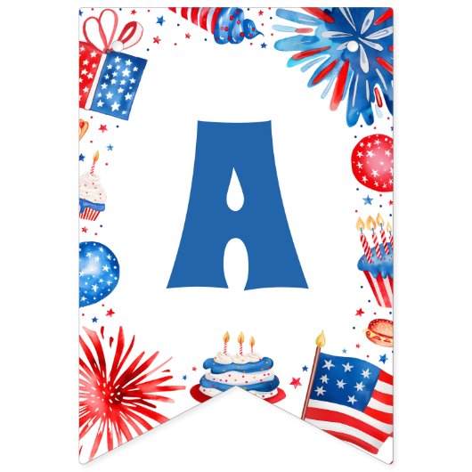 4 juli Rood Wit en Blauw Gelukkige Verjaardag Vlaggetjes (Derde vlag)