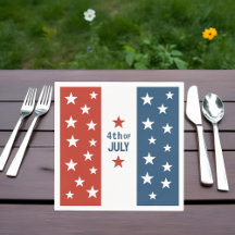 4 juli rood, wit en blauw met sterren