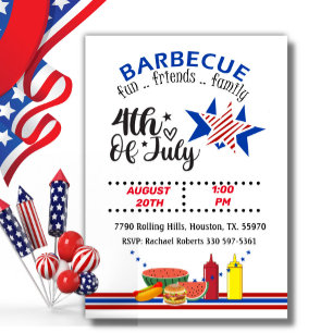 4 juli Rood wit en blauw patriottisch barbecue Kaart