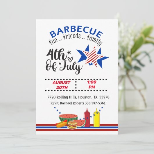 4 juli Rood wit en blauw patriottisch barbecue Kaart (Staand voorkant)