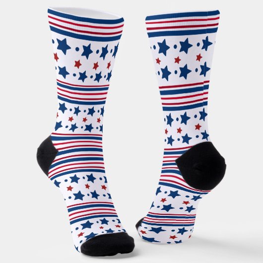 4 juli rood wit en blauw patriottisch sokken (Gebogen)