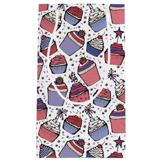 4 juli Rood Wit en Blauw Patriottische Cupcakes Klein Cadeauzakje (Voorkant)