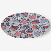 4 juli Rood Wit en Blauw Patriottische Cupcakes Papieren Bordje (Gekanteld)