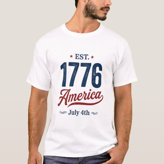 4 juli rood wit en blauw  t-shirt (Voorkant)