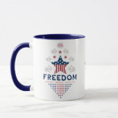 4 juli Rood Wit en Blauw Vuurwerk Custom Mok (Links)