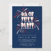4 juli Rood, Wit en Blauw Vuurwerkfeest Kaart (Voorkant)