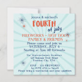 4 juli Rood Wit en Blauw Vuurwerkfeest Magnetische Uitnodiging (Voorkant)