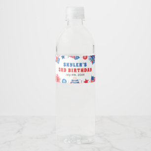 4 juli Rood Wit en Blauw Zomer 3e Verjaardag Waterfles Etiket