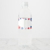 4 juli Rood Wit en Blauw Zomer 3e Verjaardag Waterfles Etiket (Achterkant)