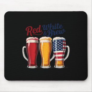 4 juli Rood Wit En Brouw Bier T-shirt Grappig Am Muismat