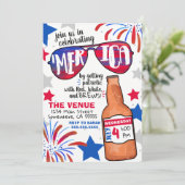 4 juli Rood, Wit en Brouw Uitnodiging (Staand voorkant)