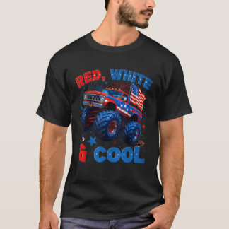 4 juli Rood Wit En Cool Monstertruck Vuurwerk T-shirt