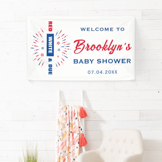 4 juli rood wit en goed Baby shower welkom Spandoek (Insitu)