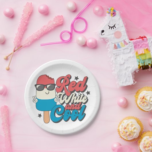 4 juli Rood wit en koele ijslolly's Papieren Bordje (Feest)
