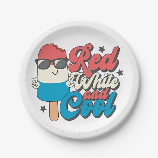 4 juli Rood wit en koele ijslolly's Papieren Bordje (Voorkant)