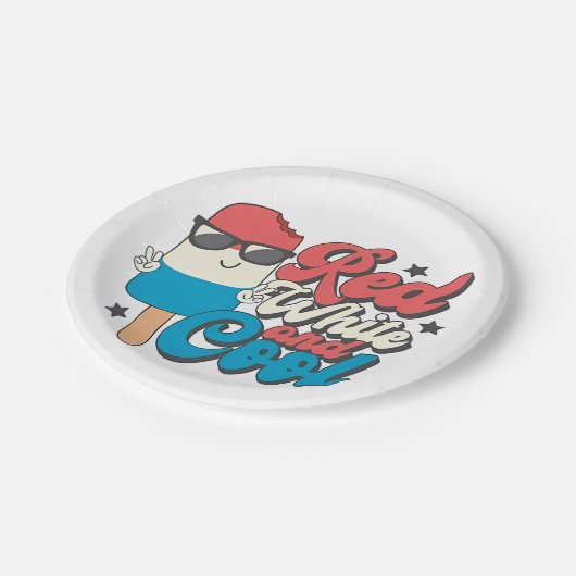 4 juli Rood wit en koele ijslolly's Papieren Bordje (Gekanteld)