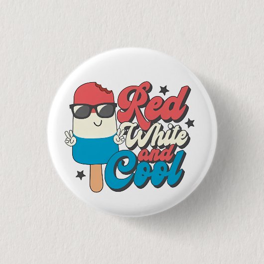 4 juli Rood wit en koele ijslolly's Ronde Button 3,2 Cm (Voorkant)