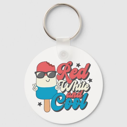 4 juli Rood wit en koele ijslolly's Sleutelhanger (Voorkant)