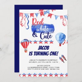 4 juli Rood Wit en Leuke Verjaardag Uitnodiging