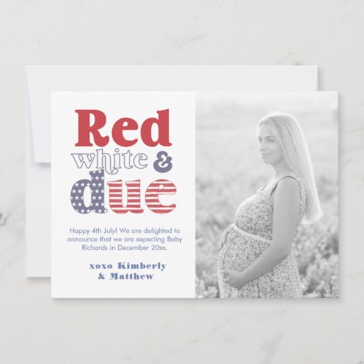 4 juli rood wit en naar Afbeelding zwangerschap Aankondiging (Voorkant)