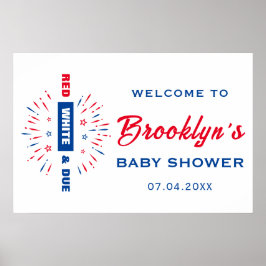 4 juli Rood Wit En Op Komst Baby Shower Welkom Poster