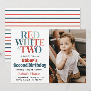 4 juli Rood Wit en Twee Jongen 2de Verjaardag  Kaart