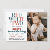 4 juli rood wit en twee jongen 2e verjaardag kaart (Voorkant)