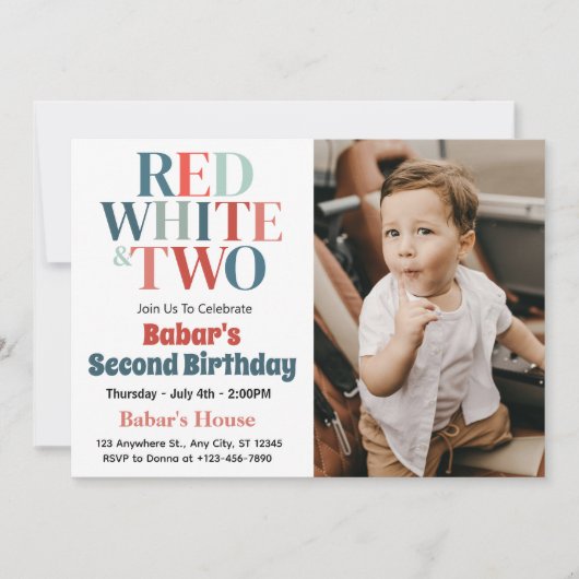 4 juli rood wit en twee jongen 2e verjaardag kaart (Voorkant)