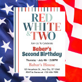 4 juli rood wit en twee jongen 2e verjaardag kaart