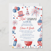 4 juli Rood Wit en Verschuldigd Baby shower Invita Kaart (Voorkant)