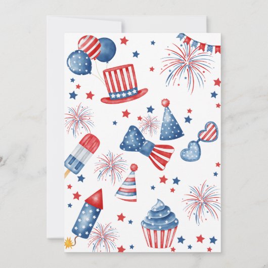 4 juli Rood Wit en Verschuldigd Baby shower Invita Kaart (Achterkant)