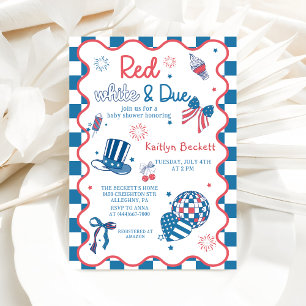4 juli Rood Wit en Verschuldigd Baby shower Invita Kaart