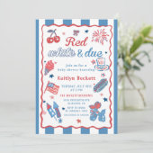 4 juli Rood Wit en Verschuldigd Baby shower Invita Kaart (Staand voorkant)