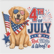 4 juli Rood Wit en Woof Patriottische Hondensticke