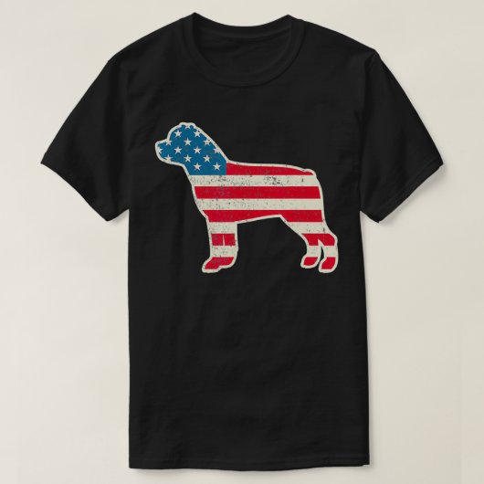 4 juli Rottweiler American Flag Dog USA T-shirt (Design voorkant)