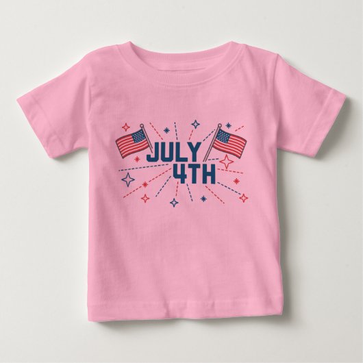 4 juli Roze Toddler T shirt (Voorkant)