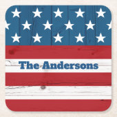 4 juli rustieke hout Amerikaanse vlag Patriottisch Kartonnen Onderzetters (Voorkant)