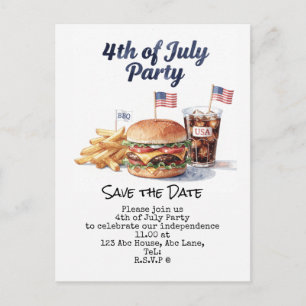 4 juli save the date  Onafhankelijkheidsdag feest  Aankondigingskaart
