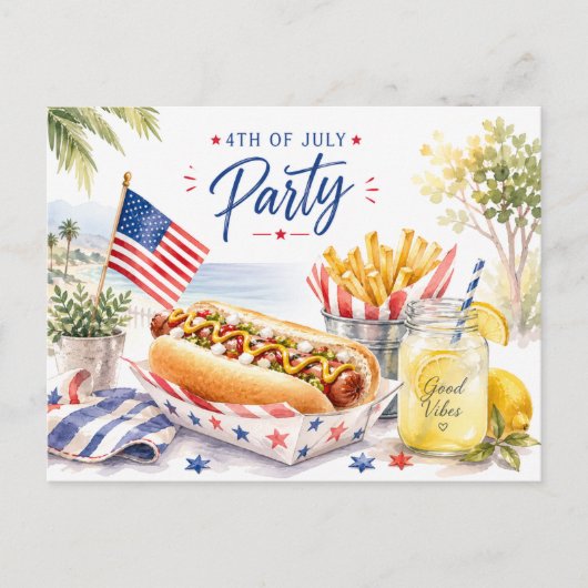 4 juli save the date onafhankelijkheidsdag feest briefkaart (Voorkant)