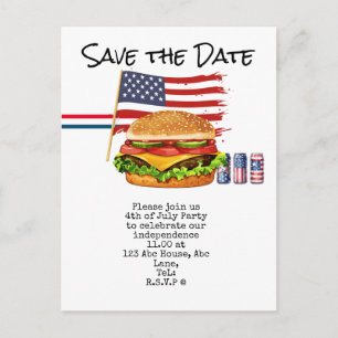4 juli save the date Onafhankelijkheidsdag feest Briefkaart