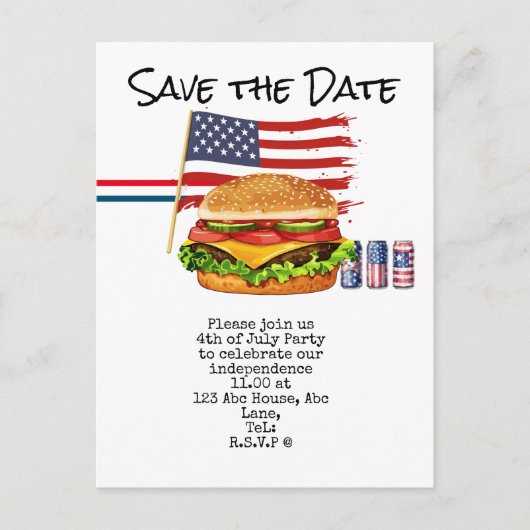4 juli save the date Onafhankelijkheidsdag feest Briefkaart (Voorkant)