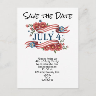 4 juli Save the Date Onafhankelijkheidsdag vieri Briefkaart