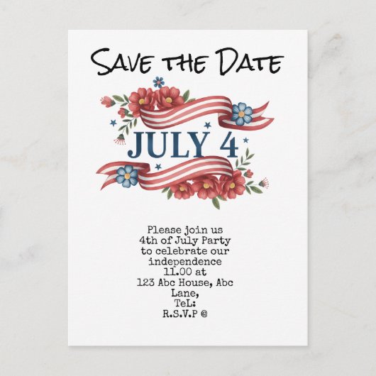4 juli Save the Date Onafhankelijkheidsdag vieri Briefkaart (Voorkant)