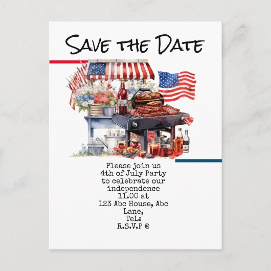 4 juli save the date Onafhankelijkheidsdag vierin Briefkaart (Voorkant)