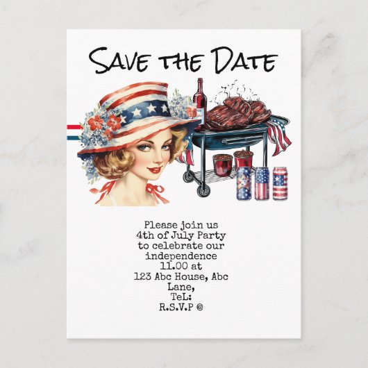 4 juli save the date  Onafhankelijkheidsdag vierin Briefkaart (Voorkant)