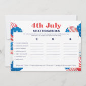 4 juli Scattergories Game Card Kaart (Voorkant)