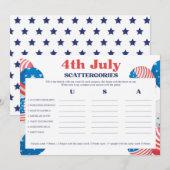 4 juli Scattergories Game Card Kaart (Voorkant / Achterkant)