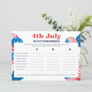 4 juli Scattergories Game Card Kaart