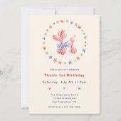 4 juli Schattige Balloon Boy 1e Verjaardagsfeest Kaart (Voorkant)