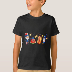 4 juli Schattige Hotdog Watermeloen Oom Sam T-shirt